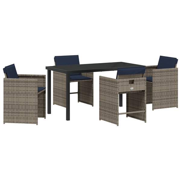 vidaXL Ensemble de repas de jardin 5 pièces avec coussins en résine poly grise