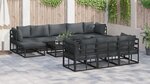 vidaXL Ensemble de canapé de jardin avec coussin 11 Pièces Noir Aluminium