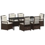 vidaXL Ensemble de salle à manger pour jardin 7 pc Marron polyrotin