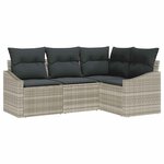 vidaXL Ensemble de canapé de jardin 4 Pièces Gris clair Poly rotin