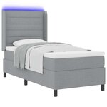 vidaXL Lit à ressort LED avec matelas Gris clair 90 x 200 cm tissu