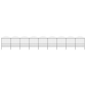 vidaXL Clôture de jardin à dessus en lance Acier (1 75-2)x15 3 m Noir