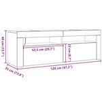 vidaXL Meuble TV avec lumières LED gris béton 120x35x40 cm