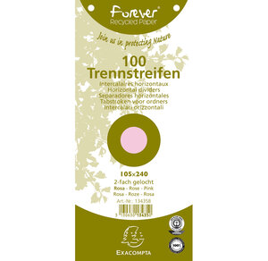 Paquet de 100 Fiches Intercalaire 105x240 Recyclées 2 trous Rose x 12 EXACOMPTA