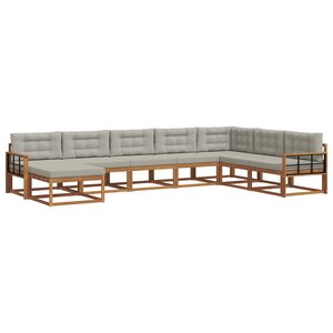 vidaXL Ensemble de canapés d'extérieur 8 pc Gris Naturel et Clair