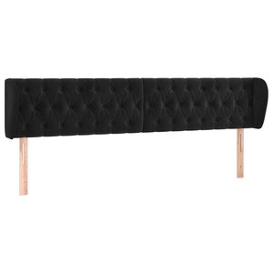 vidaXL Tête de lit avec oreilles Noir 183x23x78/88 cm Velours