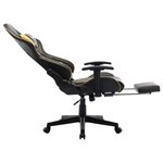 vidaXL Chaise de jeu avec repose-pied Noir et doré Cuir artificiel