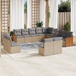 vidaXL Salon de jardin avec coussins 13 Pièces beige résine tressée