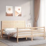 vidaXL Cadre de lit avec tête de lit 160x200 cm bois massif