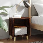 vidaXL Table de chevet avec pieds en bois massif Chêne fumé 40x30x50cm