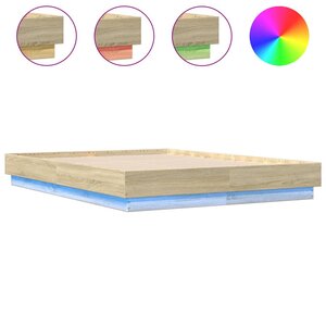 vidaXL Cadre de lit avec LED sans matelas chêne sonoma 120x190 cm