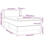 vidaXL Sommier à lattes de lit avec matelas Noir 90x200 cm Velours
