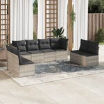 vidaXL Salon de jardin 8 Pièces avec coussins gris clair résine tressée