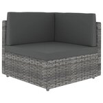 vidaXL Salon de jardin 8 Pièces avec coussins Gris Résine tressée