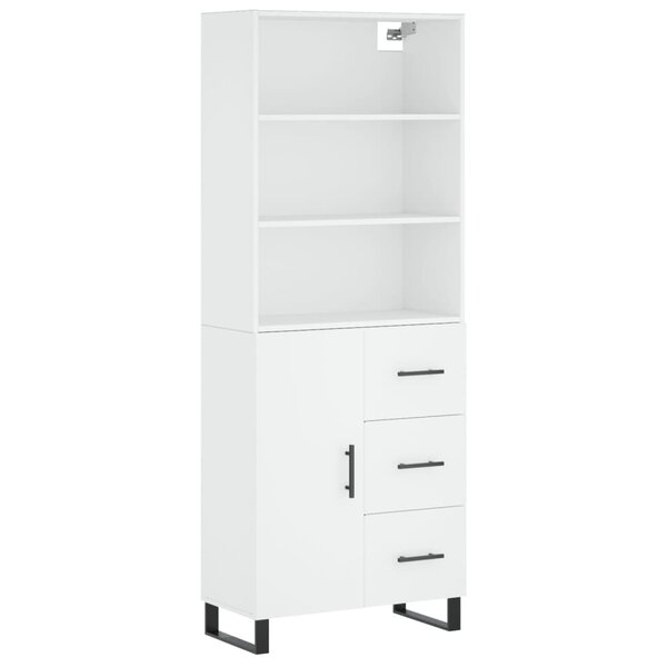 vidaXL Buffet haut Blanc 69 5x34x180 cm Bois d'ingénierie