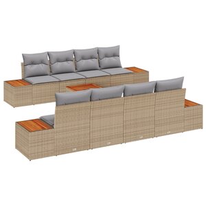 vidaXL Ensemble de canapé de jardin 9 pièces avec coussins beige en poly rotin