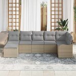 vidaXL Ensemble de canapé de jardin 7 Pièces beige et gris clair
