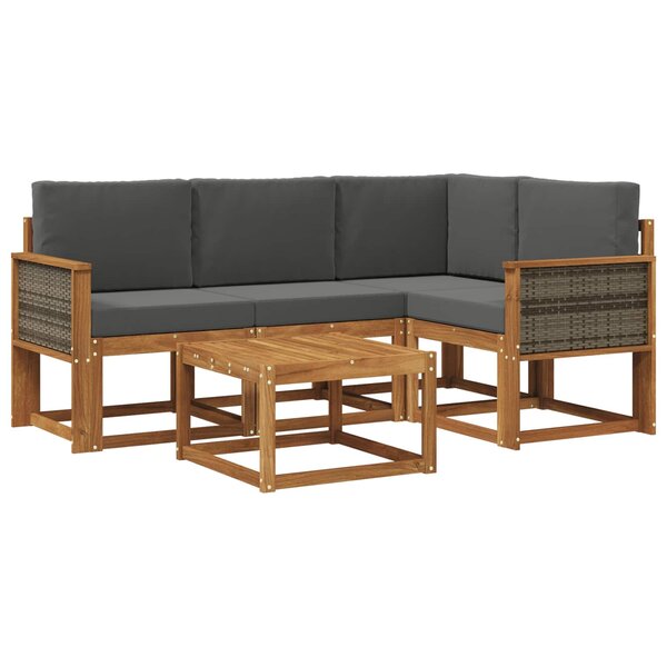 vidaXL Ensemble de canapés d'extérieur 5 pc Naturel et Anthracite