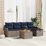 vidaXL Ensemble de canapé de jardin avec coussin 6 Pièces Gris Poly rotin