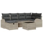 vidaXL Ensemble de Canapés avec coussin 7 Pièces Gris clair polyrotin