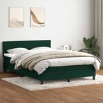 vidaXL Sommier à lattes de lit et matelas et LED vert foncé 160x220cm velours