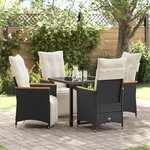 vidaXL Ensemble de salle à manger de jardin 5 pièces avec coussins en rattan poly noir