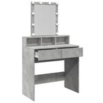 vidaXL Coiffeuse avec LED gris béton 80x41x144 5 cm