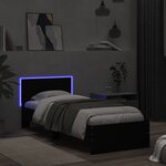 vidaXL Cadre de lit avec tête de lit et lumières LED noir 90x200 cm