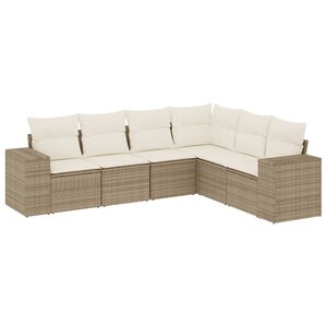 vidaXL Salon de jardin avec coussins 6 Pièces beige résine tressée