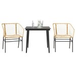 vidaXL Ensemble à manger de jardin 3Pièces marron résine tressée verre