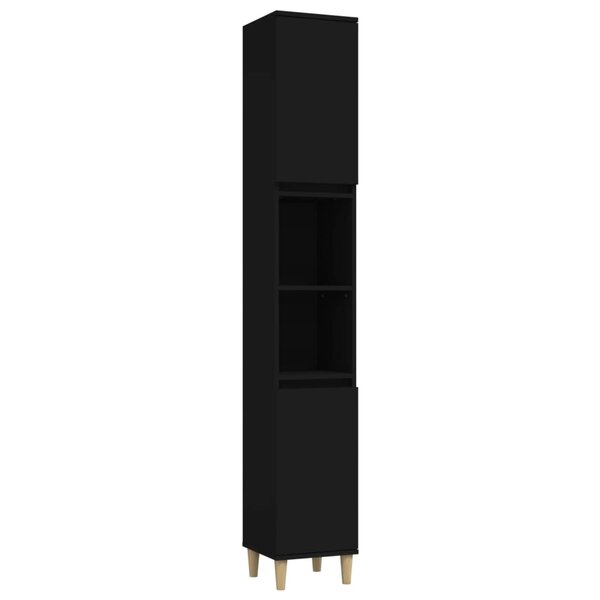 vidaXL Armoire de salle de bain noir 30x30x190 cm bois d'ingénierie