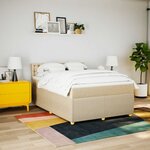 vidaXL Sommier à lattes de lit avec matelas Crème 140x190 cm Tissu