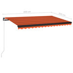 vidaXL Auvent manuel rétractable avec LED 450x350 cm Orange et marron