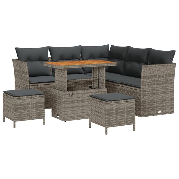 vidaXL Canapé de Jardin 8 Pièces avec Coussins Gris