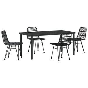 vidaXL Ensemble de Salle à Manger de Jardin 5 Pièces Noir Poly Rattan