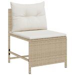 vidaXL Ensemble de canapé extérieur Beige et crème Rotin et tissu Moyen