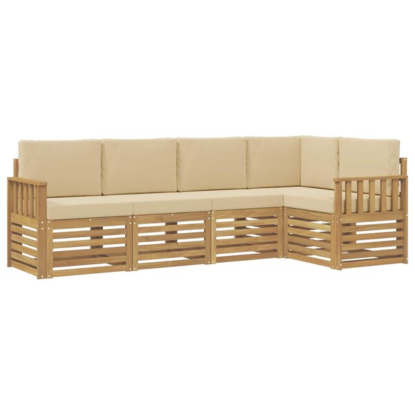 vidaXL Ensemble de canapés d'extérieur 5 pc Blanc et Beige Polyester