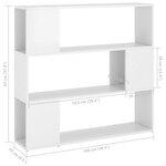 vidaXL Bibliothèque/Séparateur de pièce Blanc brillant 100x24x94 cm
