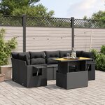 vidaXL Salon de jardin 7 Pièces avec coussins noir résine tressée