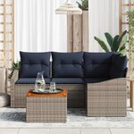 vidaXL Ensemble de canapé de jardin 5 Pièces Gris et bleu marine