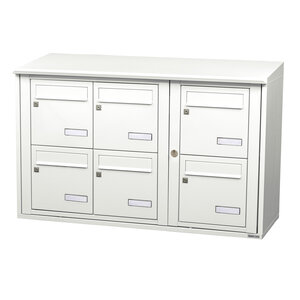 Bloc collectif leabox.com  3x2  grade 3  simple face  Extérieur  fixation murale   Blanc pur RAL 9010  finition brillante