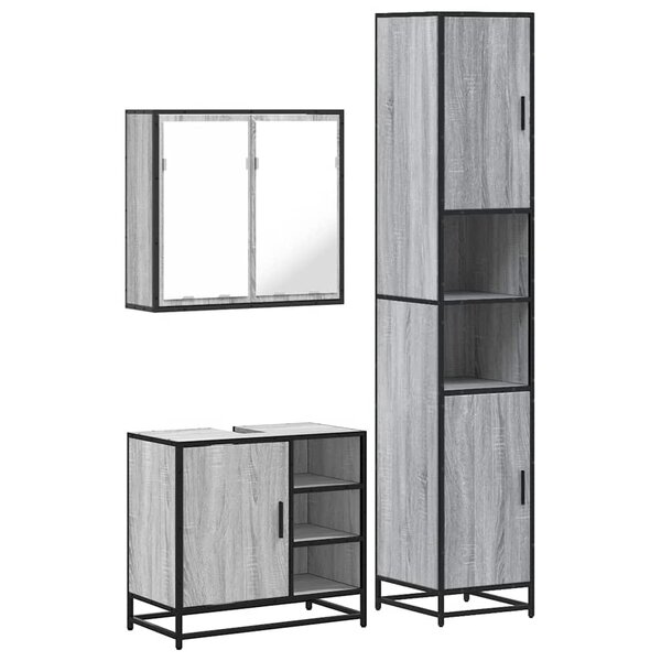 vidaXL Ensemble de meubles de salle de bain 3 Pièces Sonoma gris