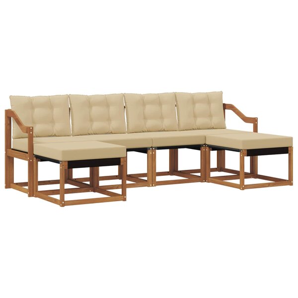 vidaXL Ensemble de canapés d'extérieur 6 pc Naturel et Beige