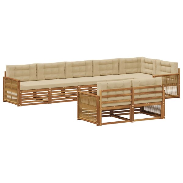 vidaXL Ensemble de canapés d'extérieur 8 pc Naturel et Beige