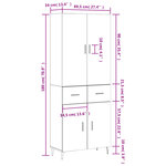 vidaXL Buffet haut Chêne fumé 69 5x34x180 cm Bois d'ingénierie