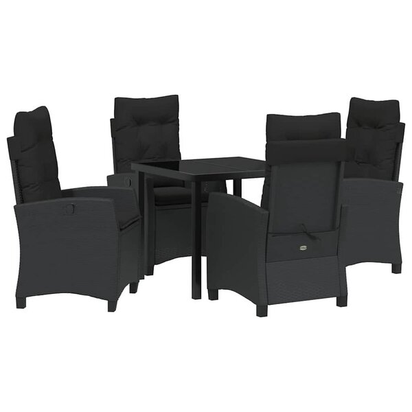 vidaXL Ensemble de jardin 5 pièces avec coussins - Rattan noir