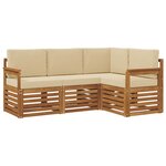 vidaXL Ensemble de canapés d'extérieur 4 pc Naturel et Beige Polyester