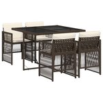 vidaXL Ensemble à manger de jardin 5 Pièces et coussins marron poly rotin