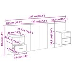 vidaXL Tête de lit avec armoire 3 Pièces Chêne noir Bois d'ingénierie