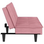 vidaXL Canapé-lit avec porte-gobelets rose velours
